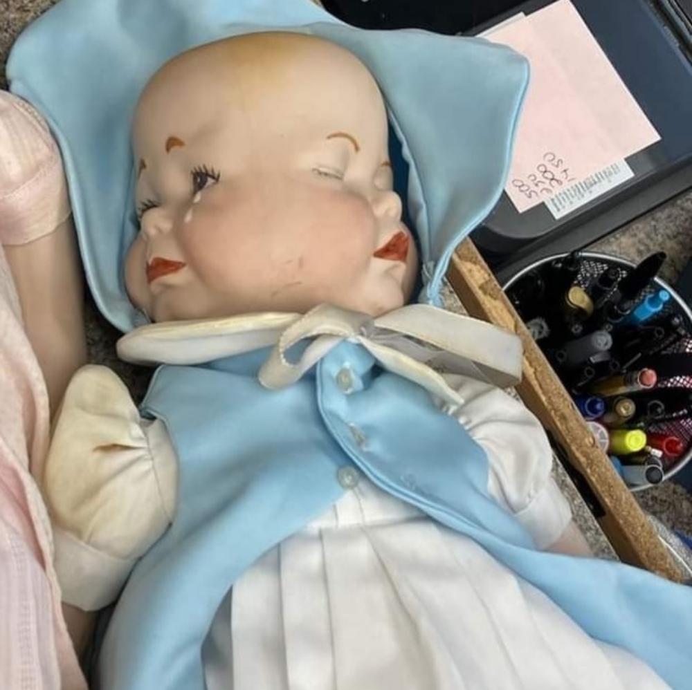 Vintage, porcelain, 3 faced doll.
